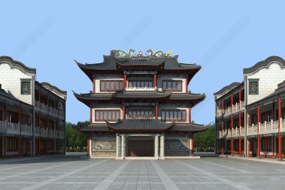 中式寺庙3D模型下载